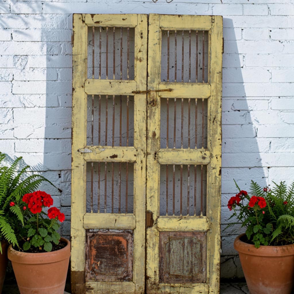 Pair of Antique Vintage Indian Doors Shutters
