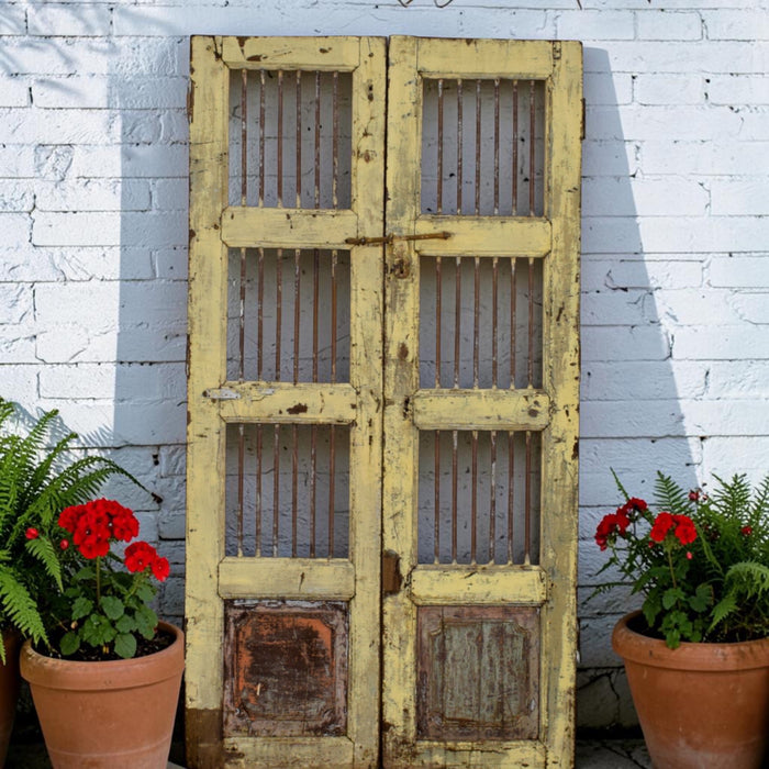 Pair of Antique Vintage Indian Doors Shutters