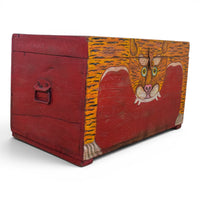 Hand Painted Vintage Chest Trunk Box Tiger