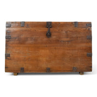 Vintage Rustic Wooden Metal Bound Chest Box Coffee Table