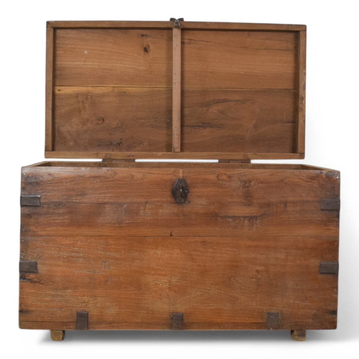 Vintage Rustic Wooden Metal Bound Chest Box Coffee Table