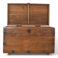 Vintage Rustic Wooden Metal Bound Chest Box Coffee Table