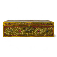 Vintage Indian Hand Painted Metal Travel Trunk Chest