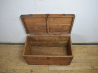 Vintage Rustic Wooden Metal Bound Chest Box Coffee Table