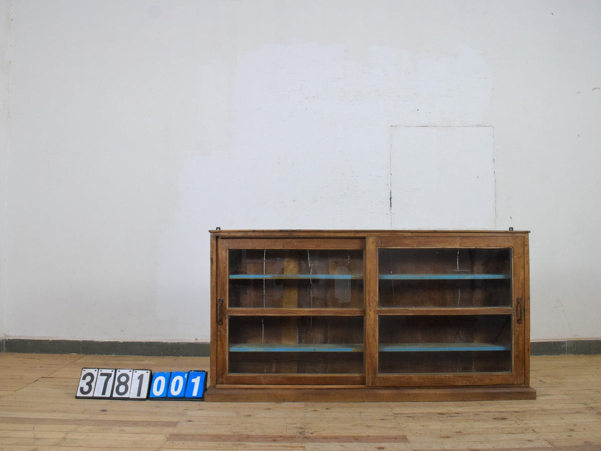 Vintage Wooden Kitchen Wall Cupboard Cabinet Sliding Doors