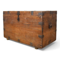 Vintage Rustic Wooden Metal Bound Chest Box Coffee Table