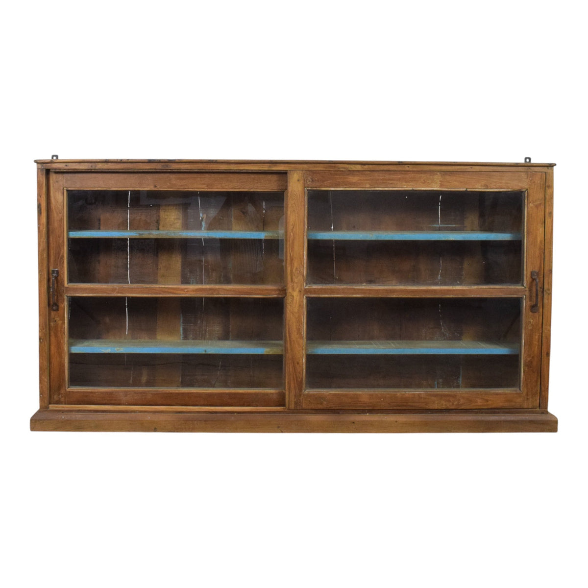 Vintage Wooden Kitchen Wall Cupboard Cabinet Sliding Doors