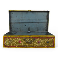 Vintage Indian Hand Painted Metal Travel Trunk Chest