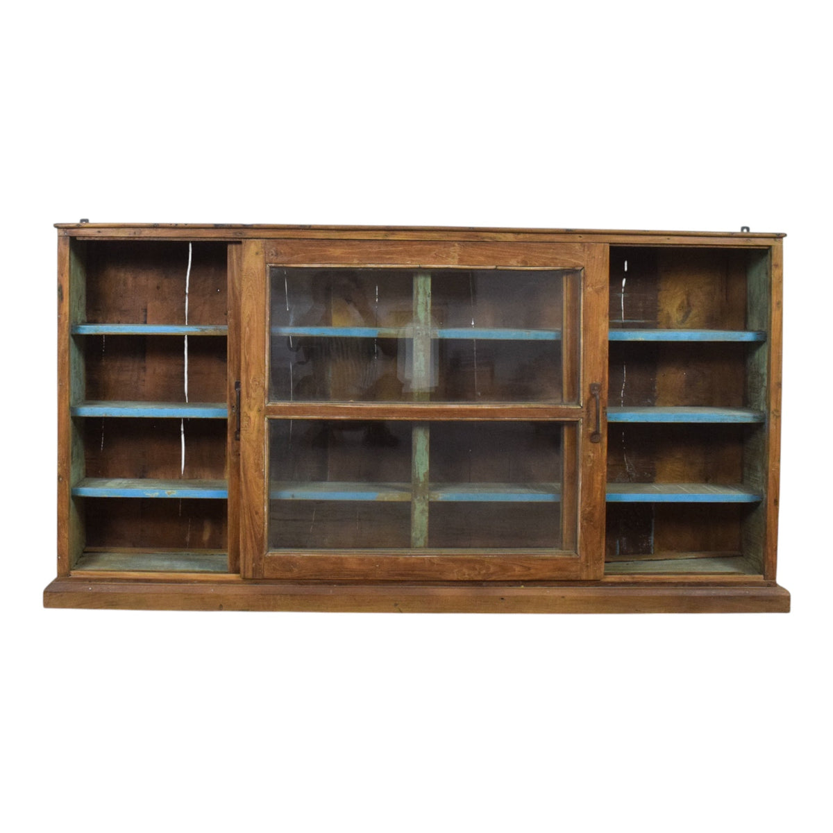 Vintage Wooden Kitchen Wall Cupboard Cabinet Sliding Doors