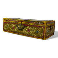 Vintage Indian Hand Painted Metal Travel Trunk Chest