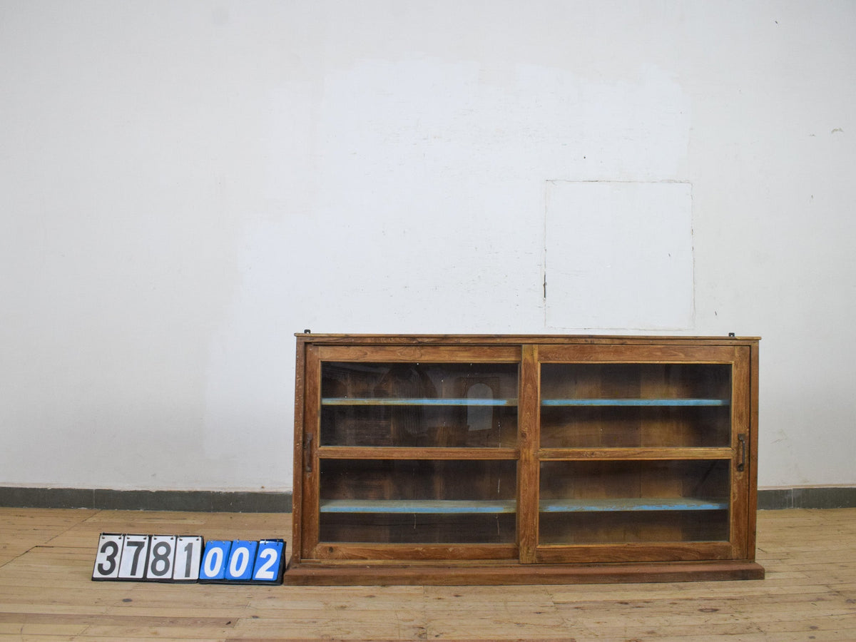 Vintage Wooden Kitchen Wall Cupboard Cabinet Sliding Doors
