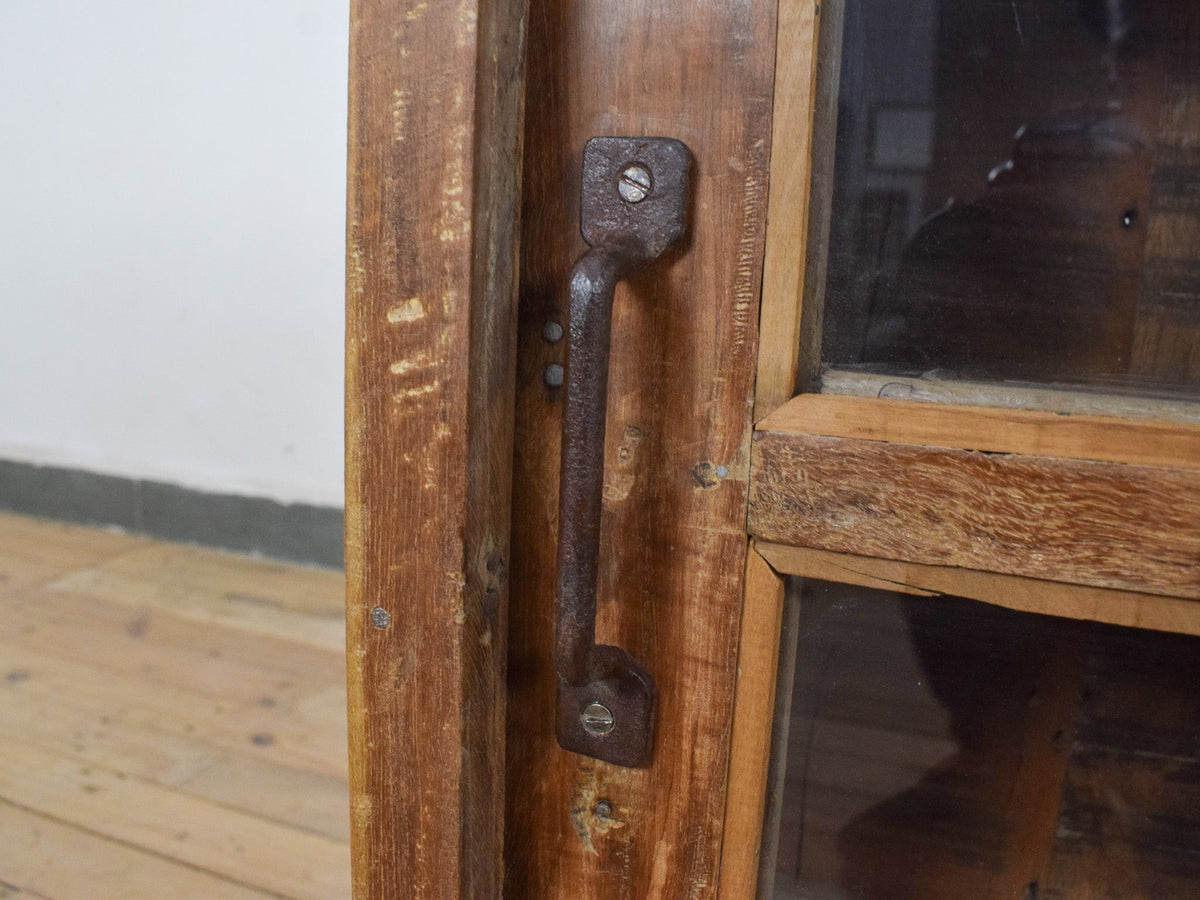 Vintage Wooden Kitchen Wall Cupboard Cabinet Sliding Doors