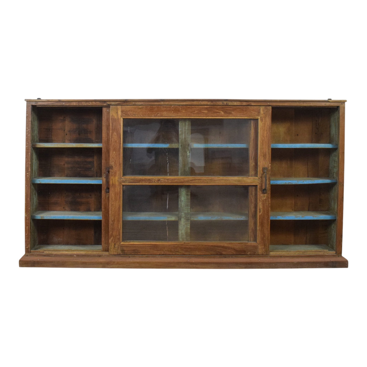 Vintage Wooden Kitchen Wall Cupboard Cabinet Sliding Doors