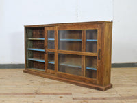 Vintage Wooden Kitchen Wall Cupboard Cabinet Sliding Doors