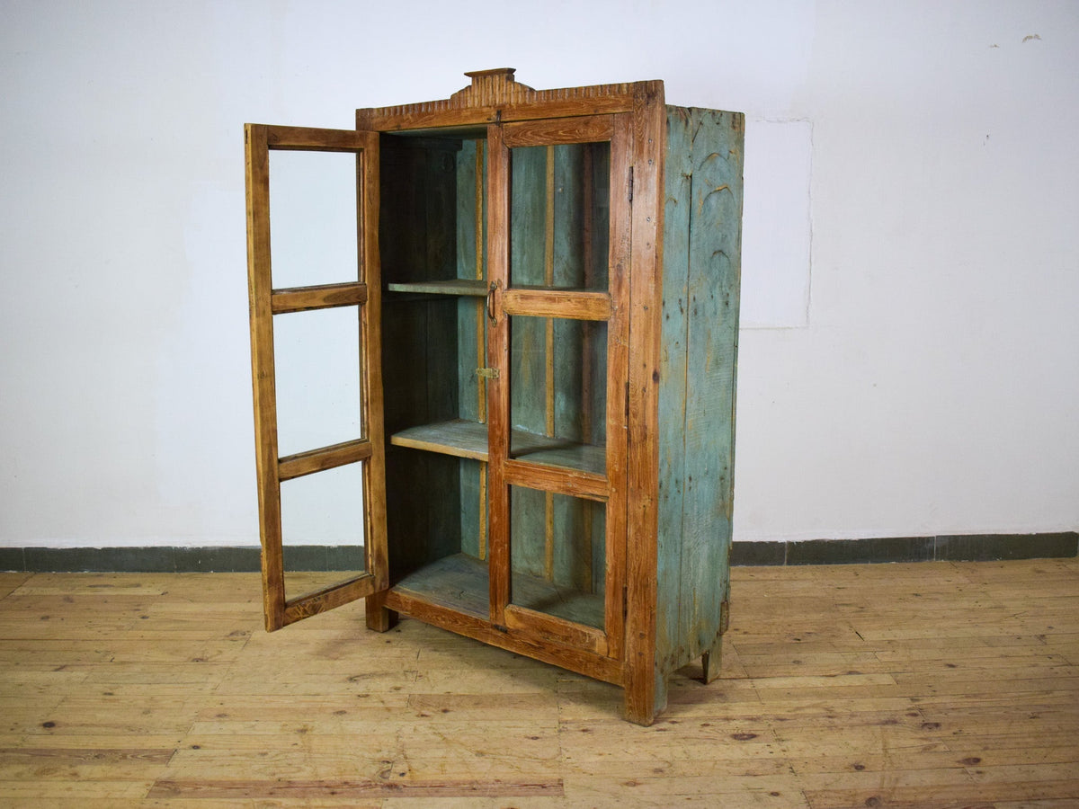 Vintage Rustic Wood and Metal Cupboard Cabinet