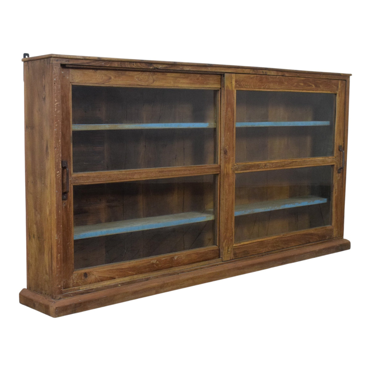 Vintage Wooden Kitchen Wall Cupboard Cabinet Sliding Doors