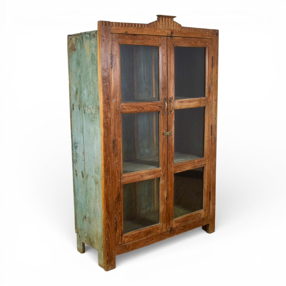 Vintage Rustic Wood and Metal Cupboard Cabinet