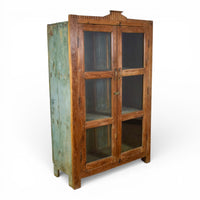 Vintage Rustic Wood and Metal Cupboard Cabinet