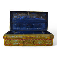 Vintage Indian Hand Painted Metal Travel Trunk Chest