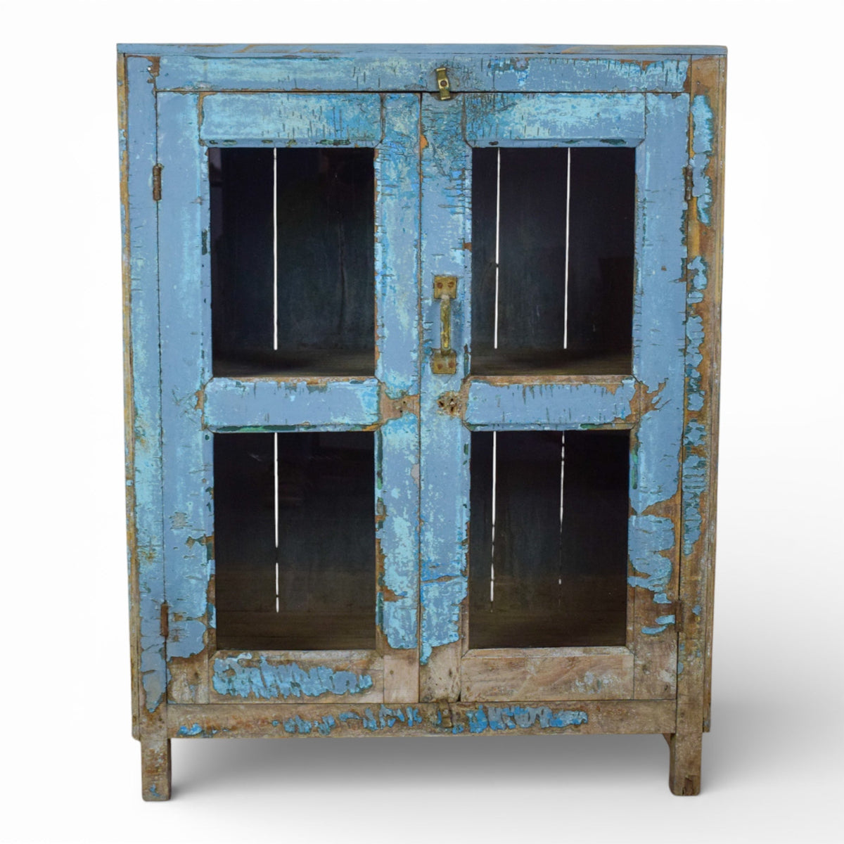 Vintage Worn Painted Rustic Cupboard Cabinet