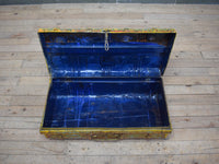 Vintage Indian Hand Painted Metal Travel Trunk Chest