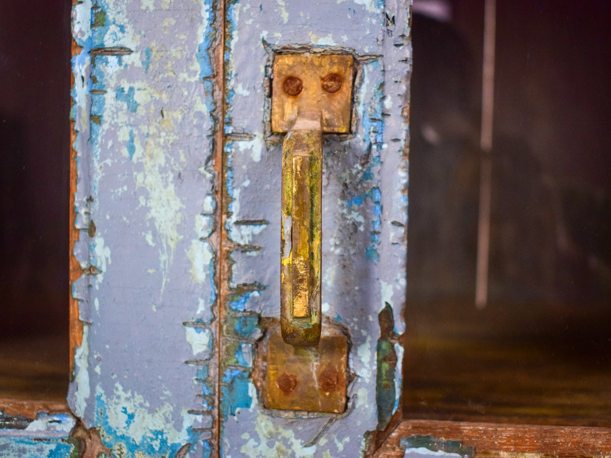 Vintage Worn Painted Rustic Cupboard Cabinet