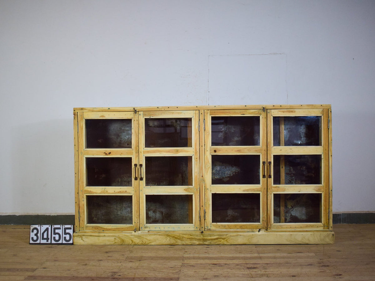 Vintage Rustic Bleached Wood Cupboard Cabinet Sideboard