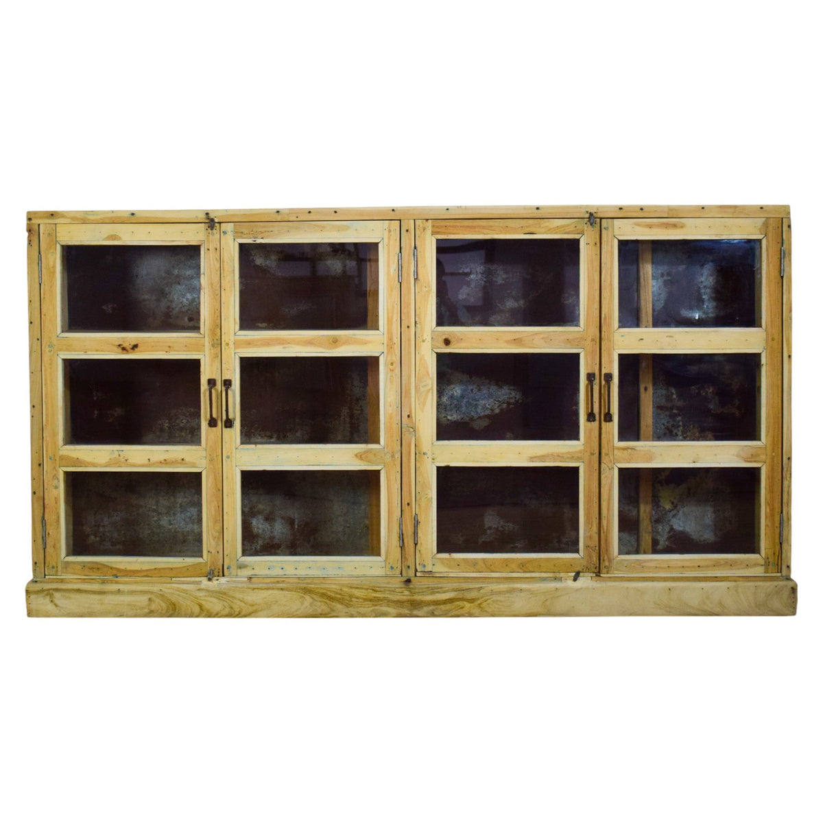 Vintage Rustic Bleached Wood Cupboard Cabinet Sideboard