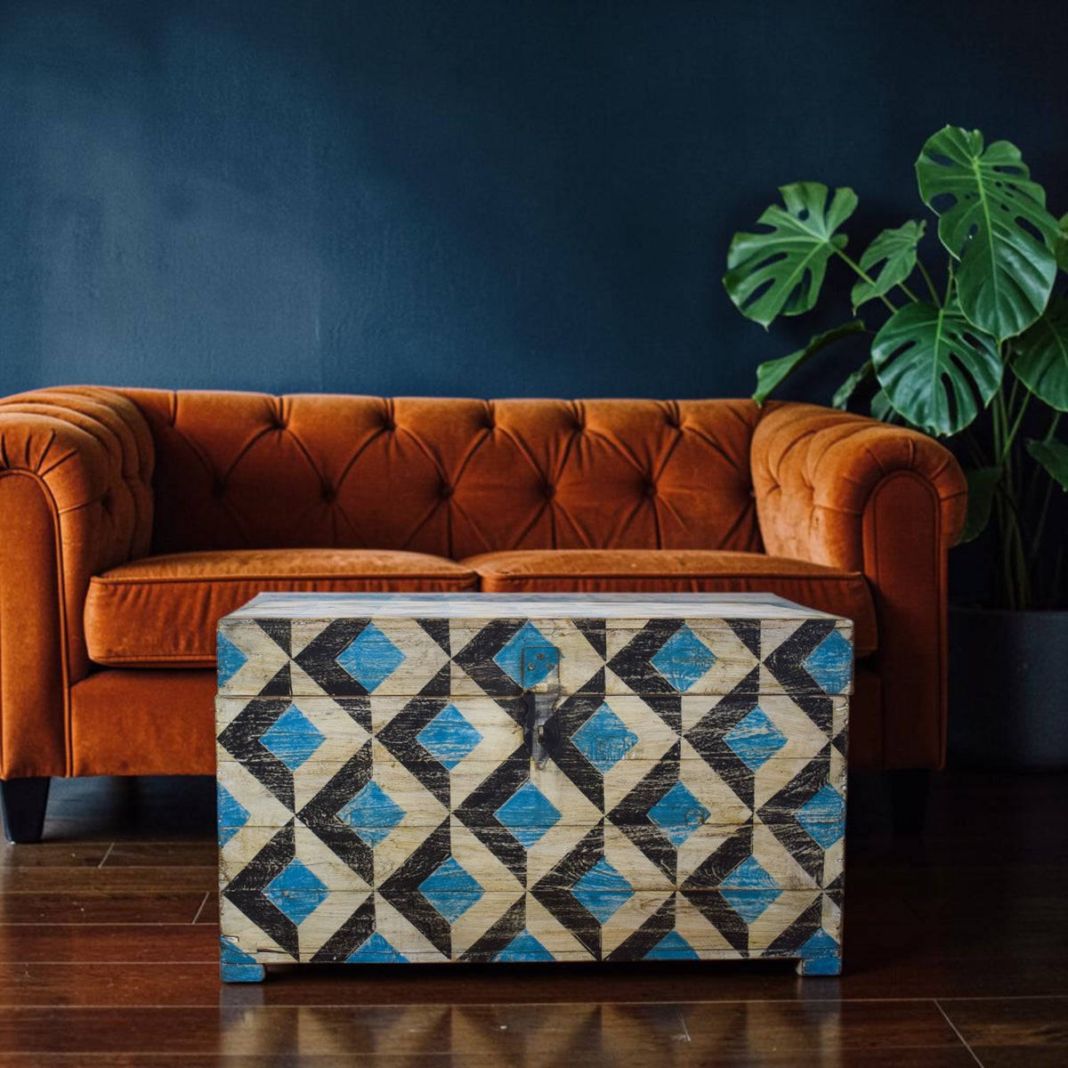 Hand Painted Vintage Chest Trunk Box