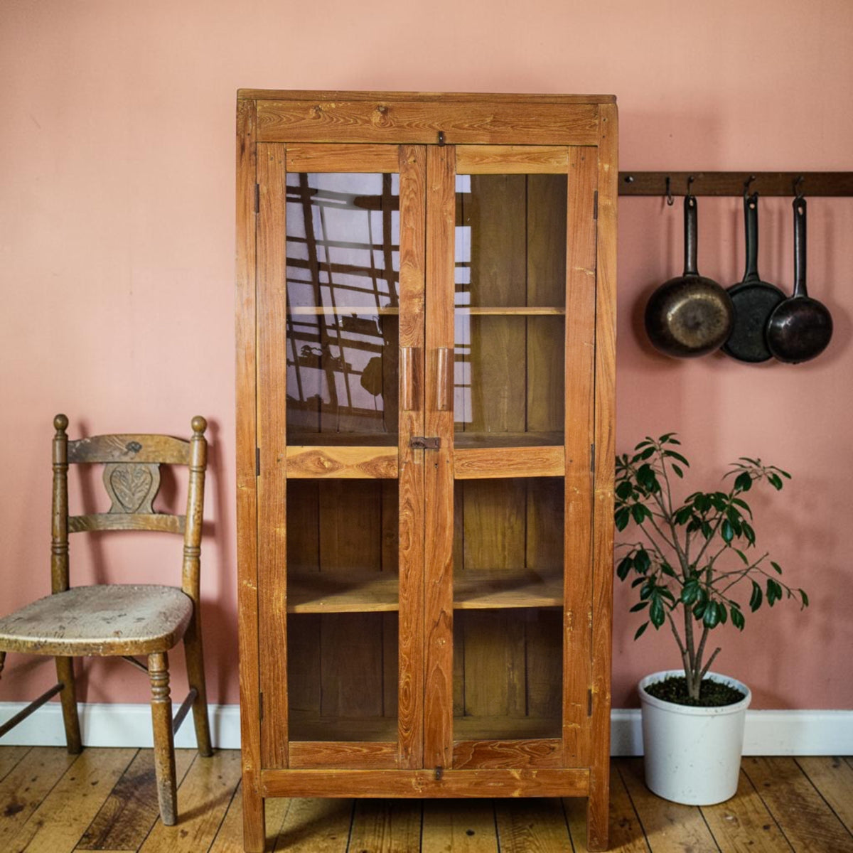Vintage Wooden Rustic Cupboard Cabinet