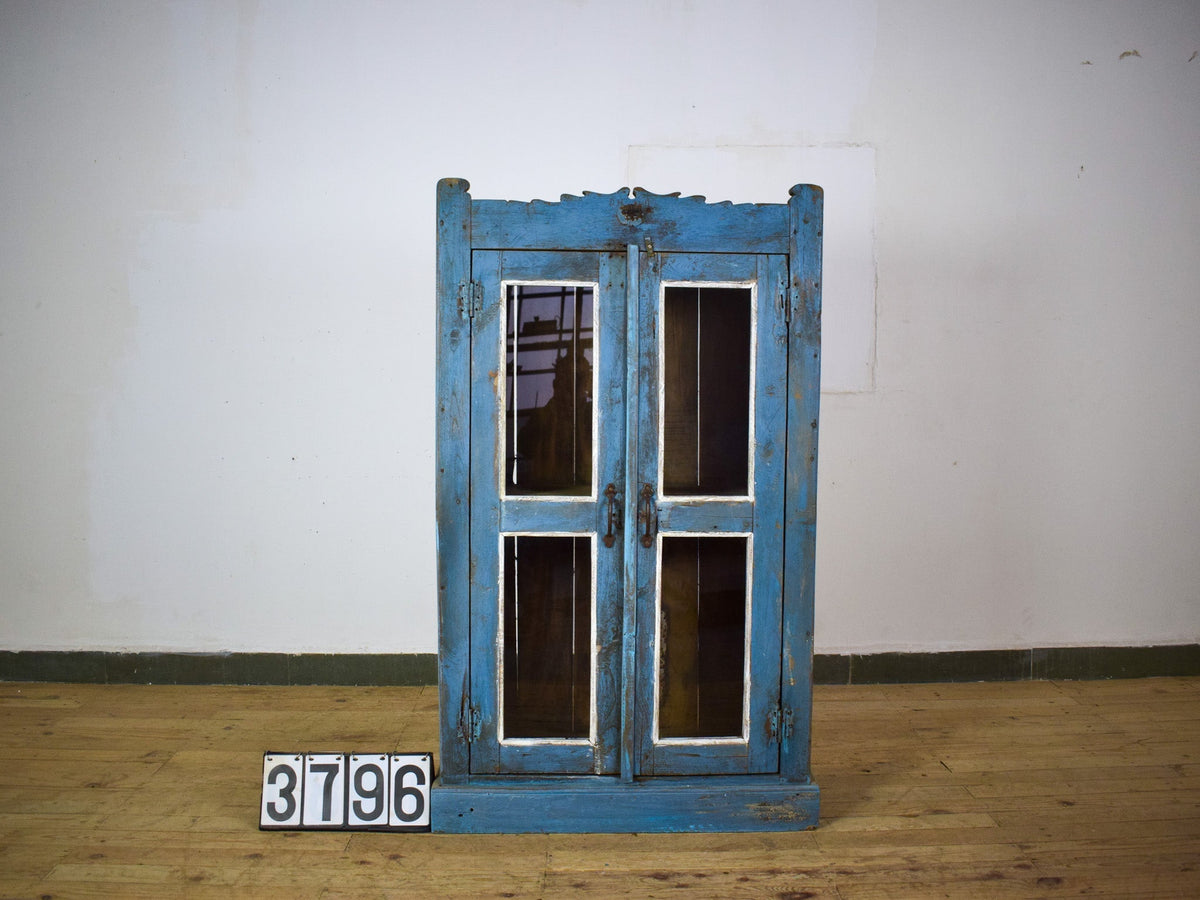 Vintage Worn Painted Rustic Cupboard Cabinet