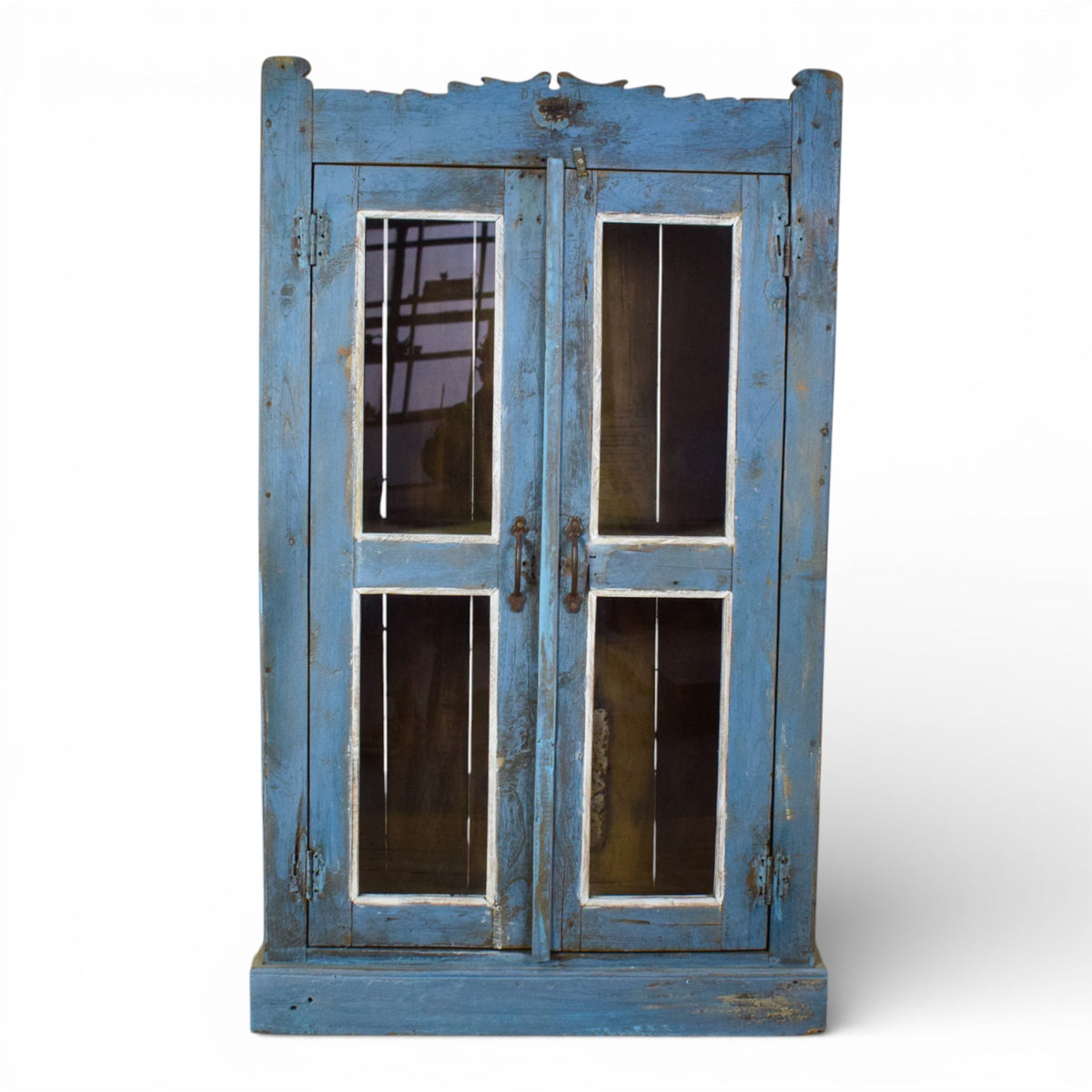 Vintage Worn Painted Rustic Cupboard Cabinet