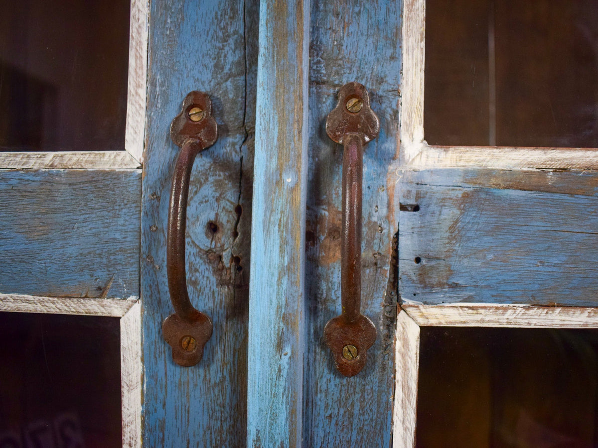 Vintage Worn Painted Rustic Cupboard Cabinet