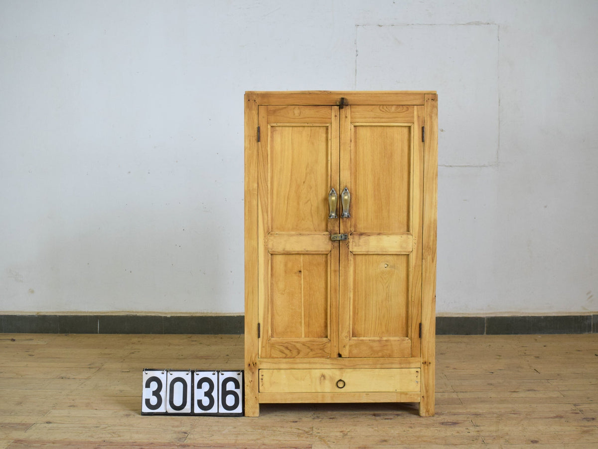 Vintage Rustic Bleached Wood Housekeepers Cupboard Cabinet Storage