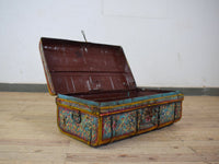 Vintage Indian Hand Painted Metal Travel Trunk Chest