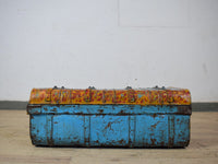 Vintage Indian Hand Painted Metal Travel Trunk Chest