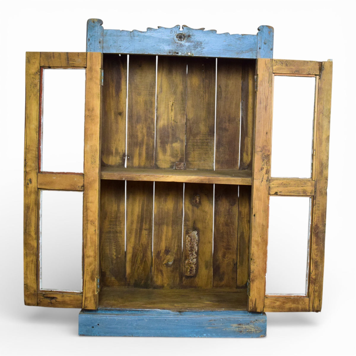 Vintage Worn Painted Rustic Cupboard Cabinet