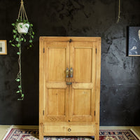 Vintage Rustic Bleached Wood Housekeepers Cupboard Cabinet Storage