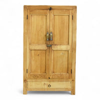 Vintage Rustic Bleached Wood Housekeepers Cupboard Cabinet Storage