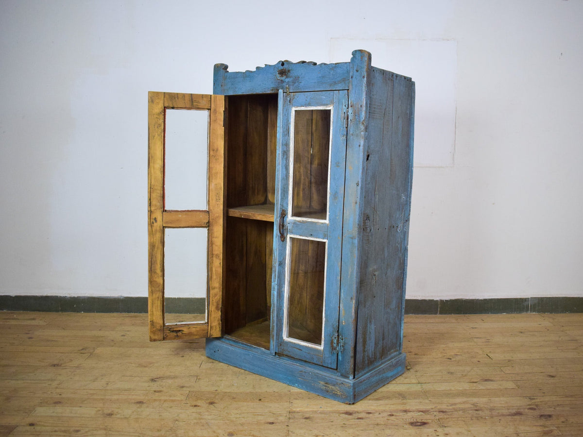 Vintage Worn Painted Rustic Cupboard Cabinet