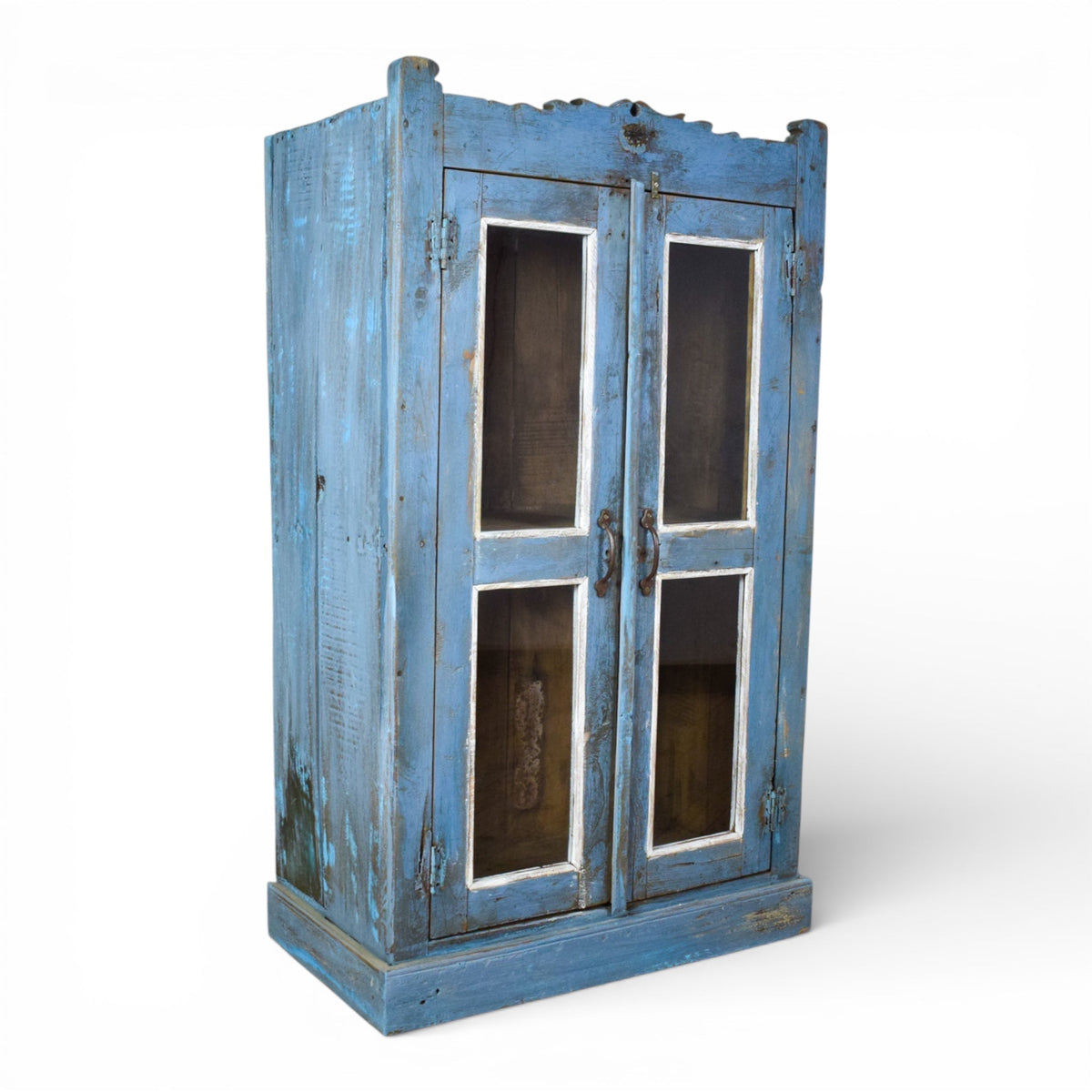 Vintage Worn Painted Rustic Cupboard Cabinet