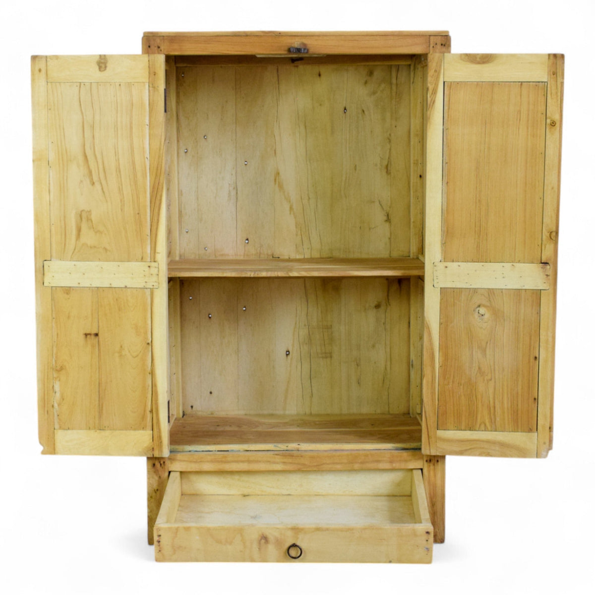 Vintage Rustic Bleached Wood Housekeepers Cupboard Cabinet Storage