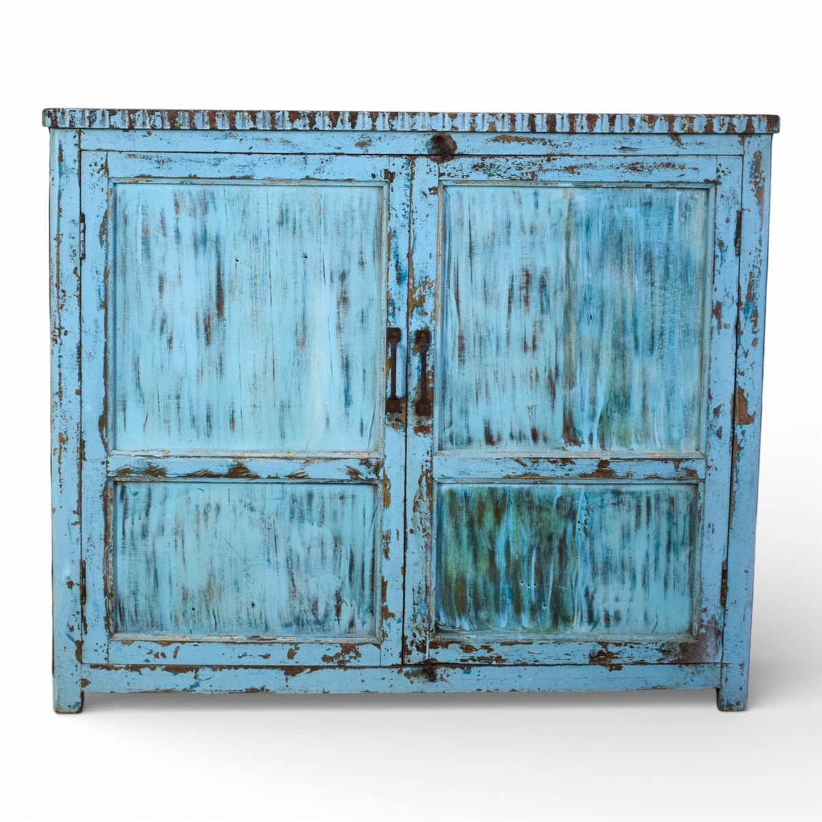 Vintage Worn Painted Rustic Cupboard Cabinet
