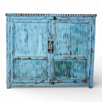 Vintage Worn Painted Rustic Cupboard Cabinet