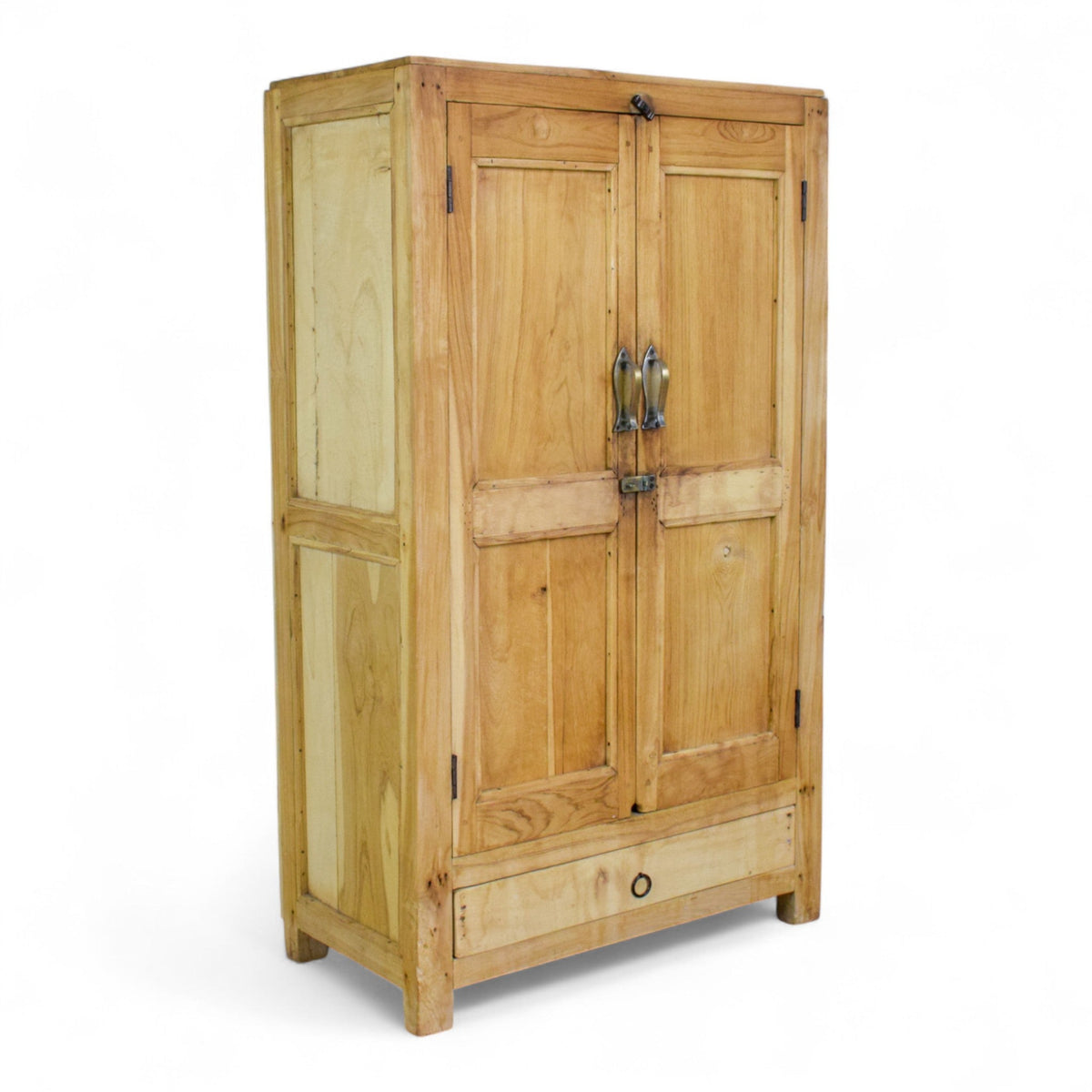 Vintage Rustic Bleached Wood Housekeepers Cupboard Cabinet Storage