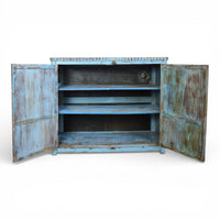Vintage Worn Painted Rustic Cupboard Cabinet