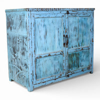Vintage Worn Painted Rustic Cupboard Cabinet
