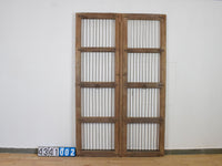 Pair of XL Antique Vintage Indian Wooden Iron Jali Doors Shutters