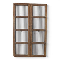 Pair of XL Antique Vintage Indian Wooden Iron Jali Doors Shutters