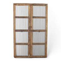 Pair of XL Antique Vintage Indian Wooden Iron Jali Doors Shutters